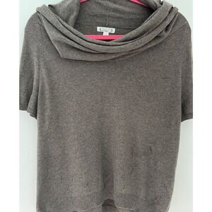 Aphorism Short Short Sleeve Sweater‎ Brown S, Cotton Blend, Classy